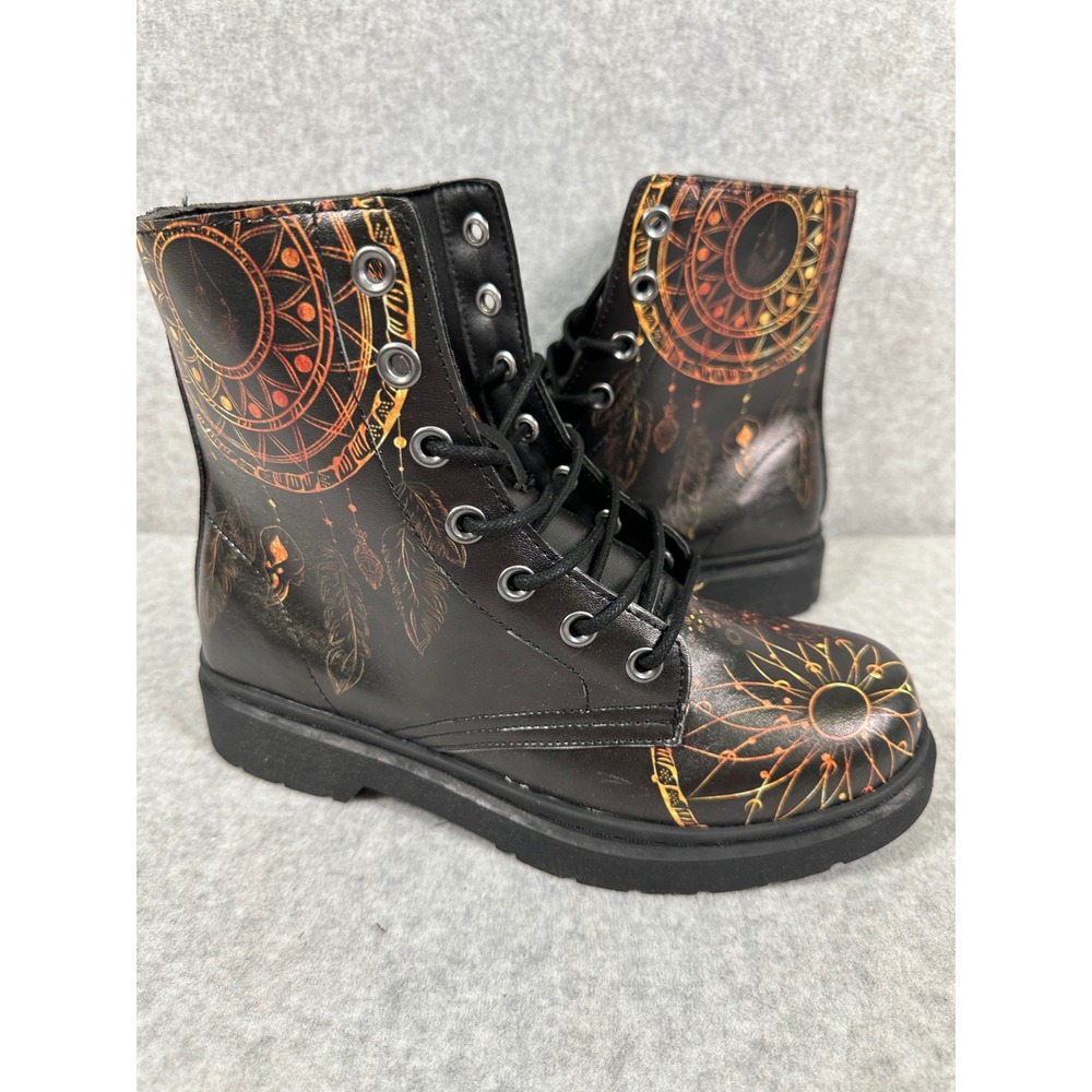 Yes‎ We Vibe Dream Catcher Print Lace Up Ankle Boots Women's 8
